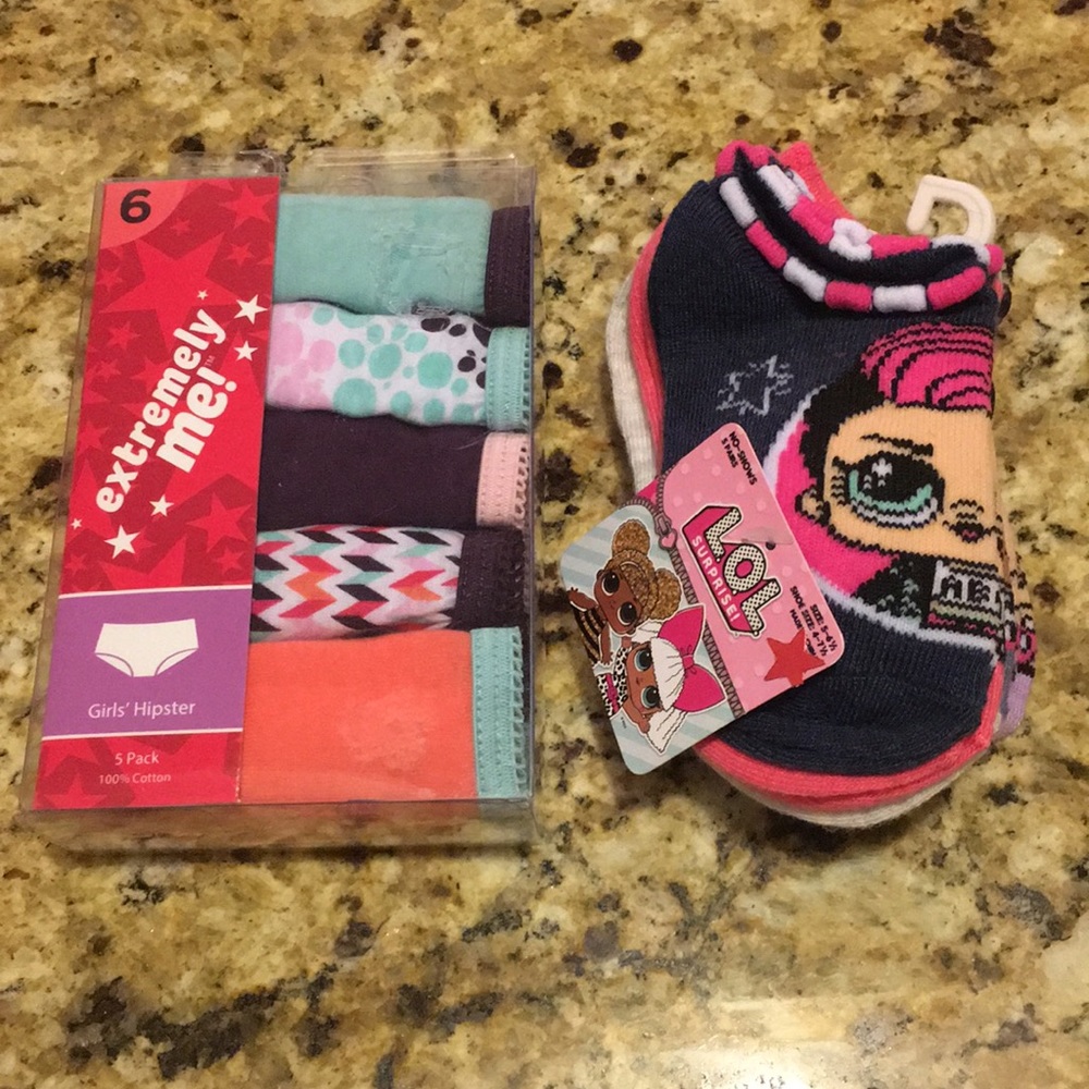 LOL Surprise Socks & Underwear 5-Pk Each size 6 NEW 10 piece set Girls will love